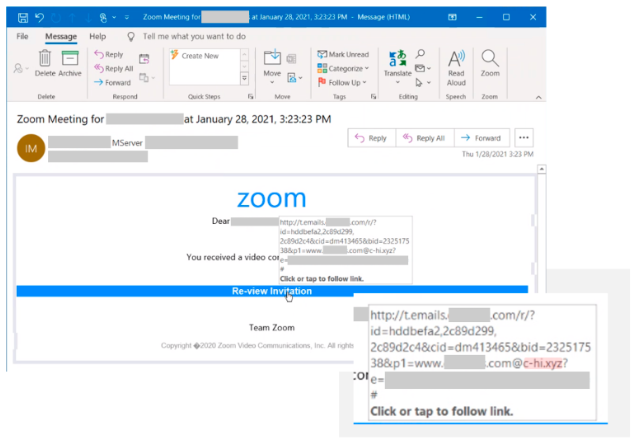 Zoom meeting invite phishing campaign