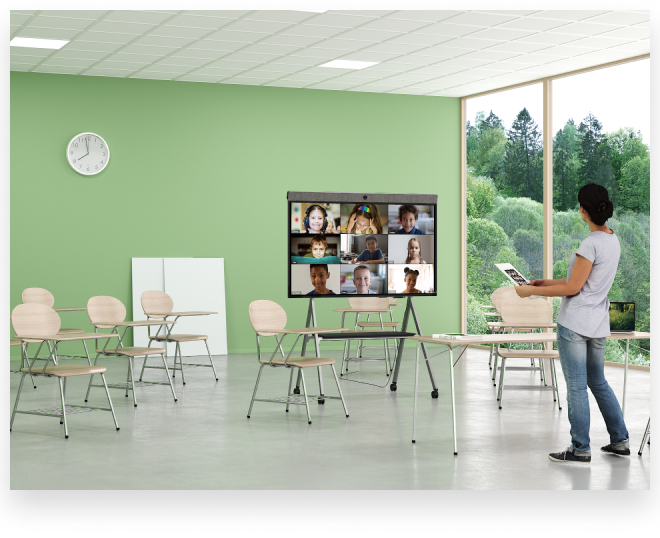 Teacher in classroom with students online Teacher in classroom with students online