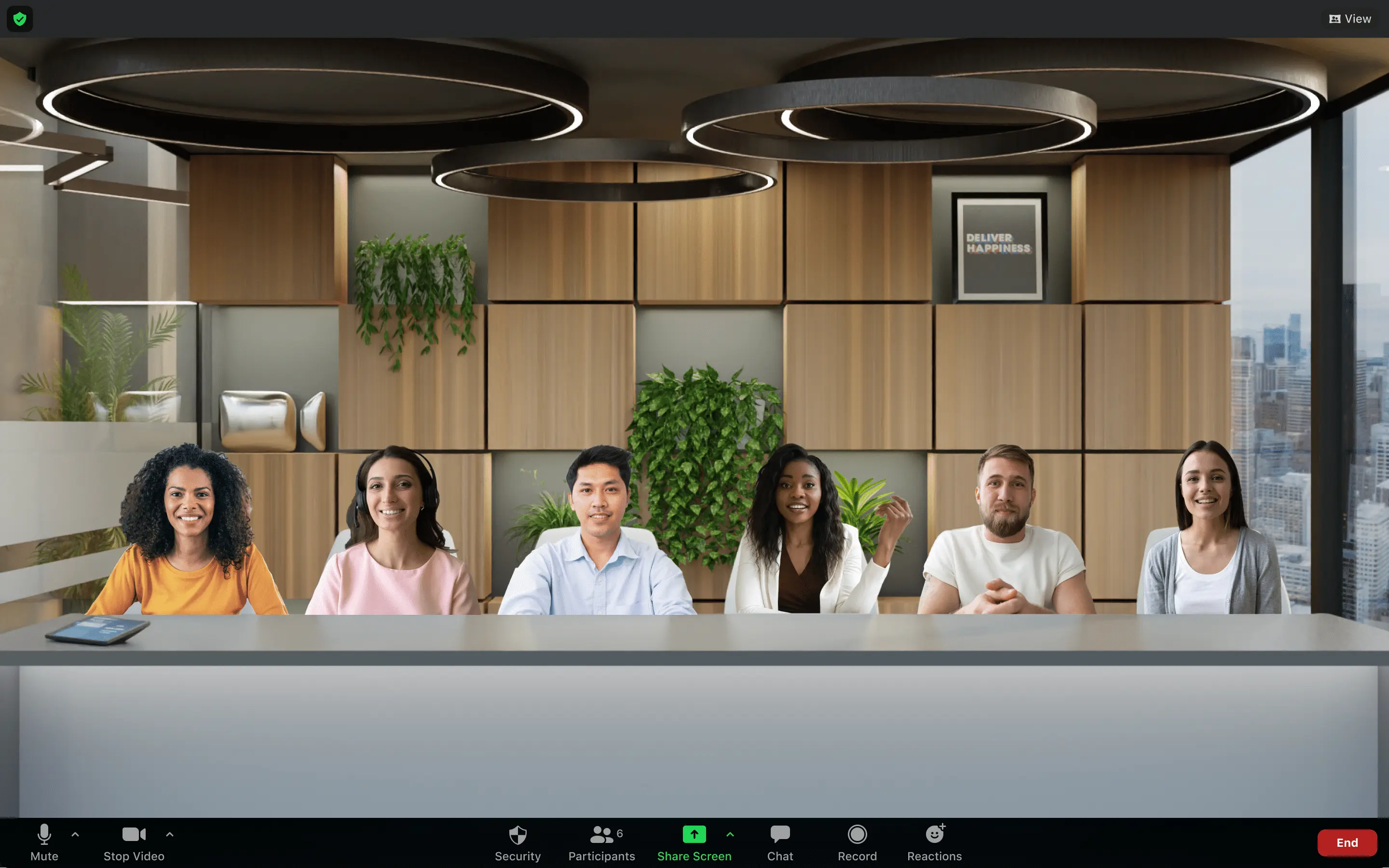 Zoom's Immersive View showing meeting participants in a single virtual scene