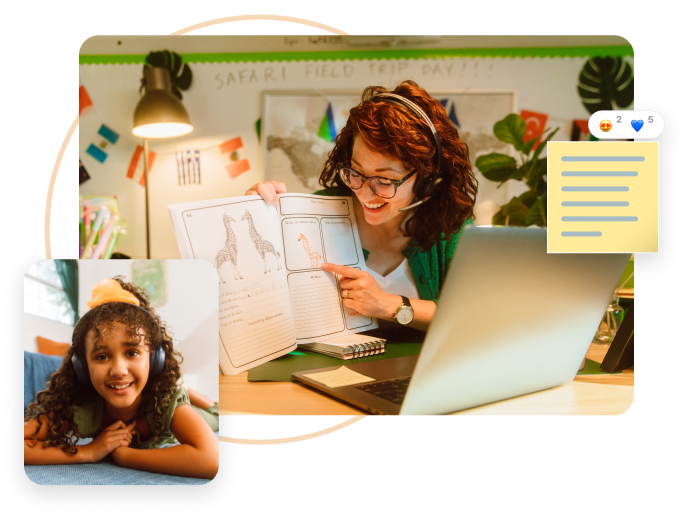Woman teaching via Zoom Woman teaching via Zoom