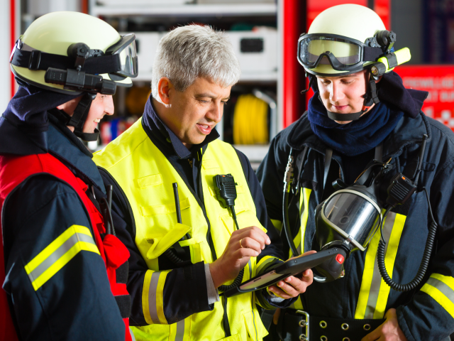 Firemen chatting